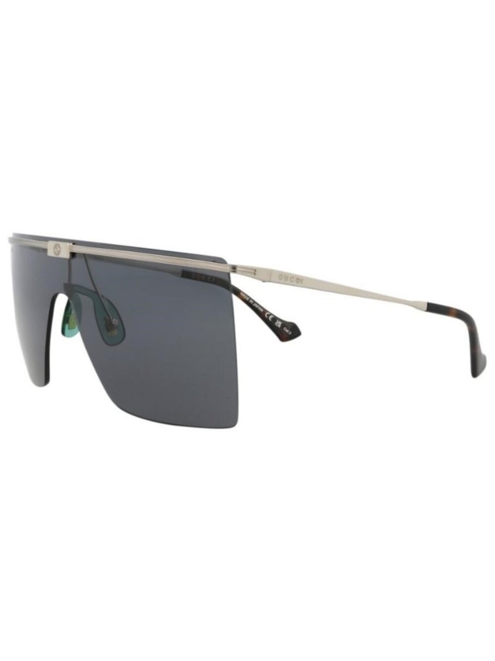 New Gucci Mens Shield/Wrap Silver Silver Grey Fashion Designer Sunglasses